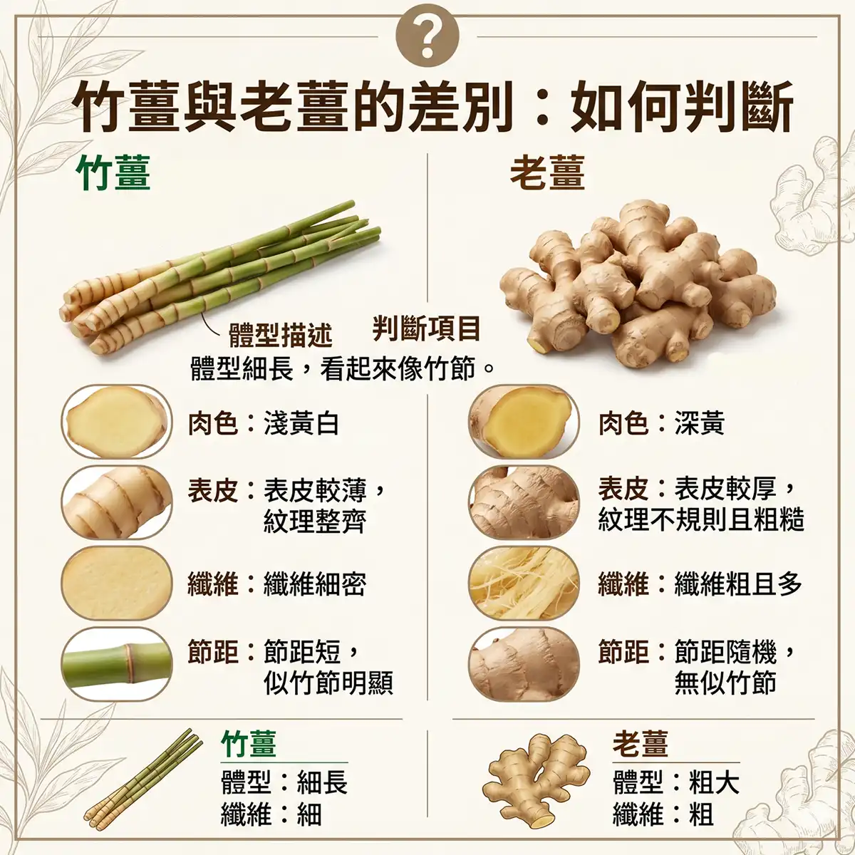 JANE LATI 夏薑暖泉按摩油核心成分竹薑與一般老薑的實體外觀與科研成分對比